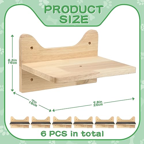 Lenwen 6 Set Cat Wall Shelves, Wood Cat Climbing Step, Wall Mounted,Lovely - style: Lovely