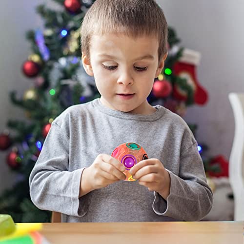 Vdealen Magic Rainbow Puzzle Ball, Fidget Ball Puzzle Brain Teaser Fidget Toy for Boys & Girls- Birthday Party Easter Valentines Christmas Stocking Stuffers for Kids Teen & Adults-2 Pack - color: Blue&pink