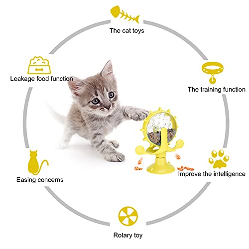 GLOGLOW Cat Puzzle Feeder, Windmill Toy - color: yellow