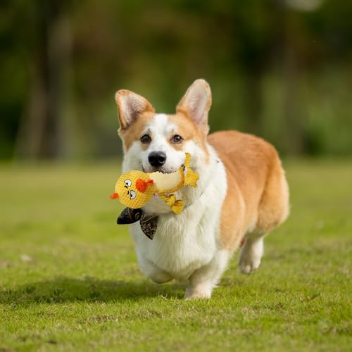 Cute Animals Interactive Dog Squeak Toys, Rope Plush Pet Chew Toys - Yellow - color: Yellow Chick