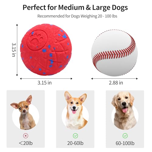 SCHITEC Interactive Dog Toy Ball, Automatic Moving & Bouncing Ball (Red) - color: Red