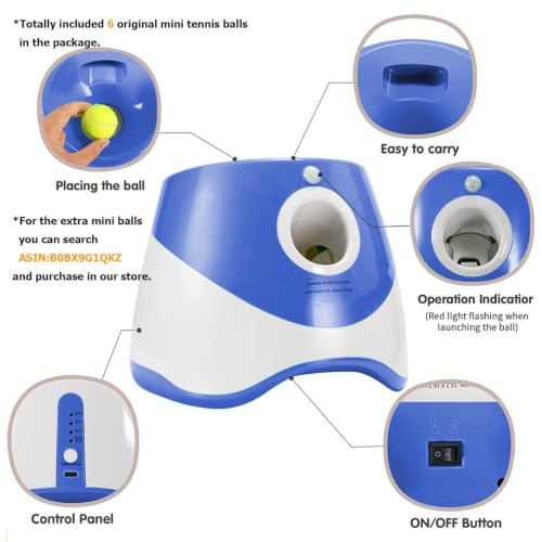 SOCO Automatic Ball Launcher for Dogs, 15 2-Inch Balls, Blue - color: Blue-15 balls