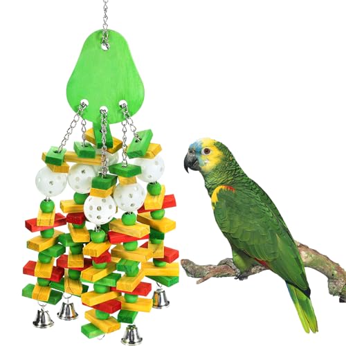 Large Bird Parrot Toys for Cockatoos African Grey Macaws Amazon Parrots - color: Green
