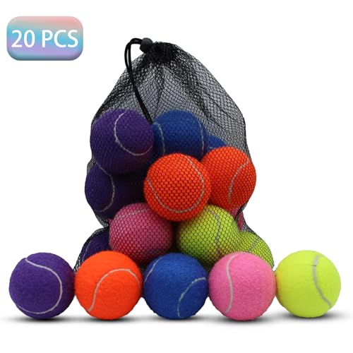 SHYUJAJIE Tennis Ball,20 Pack Practice Balls Bulk,Dog Balls with Mesh Bag - color: Multicolour