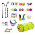 PetLike 25pcs Interactive Cat Toys Set Collapsible Cat Tunnel Interactive Feather Teaser Wand,Spring Toys & Balls for Indoor Cats (Green, 25x55cm) - color: Green