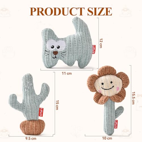 LIFLIX 3PCS Catnip Cat Toys, Cute Cat Nip Plush Toys for Indoor Cats, Interactive Small Cat Kicker Toys(3 Shapes) - color: Cactus, Cat, and Flower 3-Piece Set