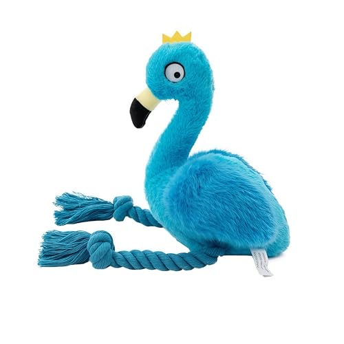 Flamingo Dog Toy, Squeaky Plush Rope Toy for Tug and Play - color: Blue Flamingo