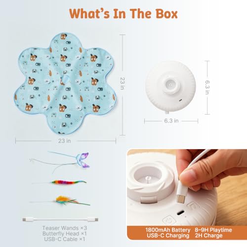 Interactive Cat Toys, Automatic Hide and Seek Feather Toy for Indoor Cats