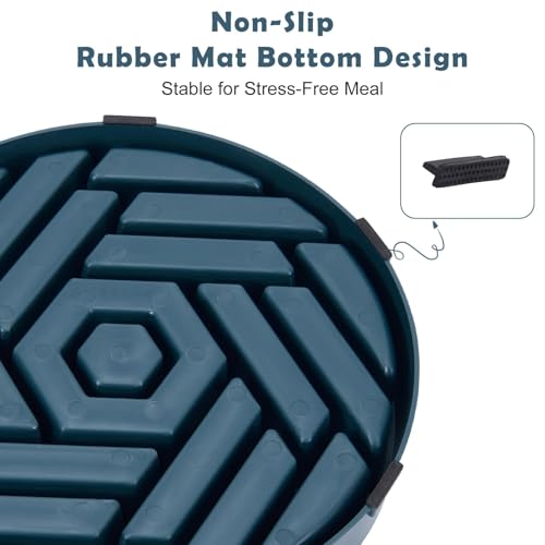 TOBYTO Slow Feeder Dog Bowls Large Medium Breed,Anti-Choking Slow Eating Dog Food Bowl,Non Slip Pet Slower Food Feeding Bowls Large Puzzle Slow Feeder Bloat Stop Maze Dog Dishes,Dark Blue - color: Dark Blue
