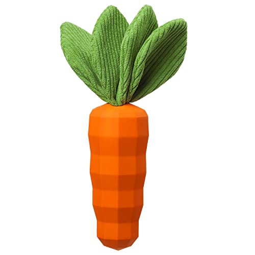 MewaJump Dog Chew Toys for Aggressive Chewers, Rubber Squeaky Dog Toys - color: carrot orange