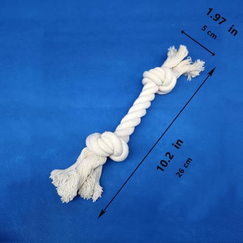 2-Pack Dog Rope Toys for Small & Medium Dogs – Durable 10" Cotton Chew Tug Toys with 2 Knots for Puppy Teething, Dental Cleaning, Boredom Relief, Indoor & Outdoor Play, White - style: 2 Knots