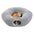 PEQULTI Grey Donut Cat Tunnel Bed Washable Plush Mat Multi for Small Pets - color: New Gray