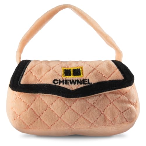 Dog Diggin Designs Chewnel Plush Dog Toy Purse | Luxury-Inspired Parody Designer Handbag with Squeaker, Soft Plush Fashion Dog Toy – Haute Couture Purses & Handbags - color: Pink Purse, size: One Size