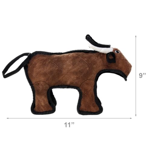 TUFFY® 2 Pack Bull Sheep Small Ultra Durable Plush Dog Toys - color: Brown Jr Bull Black White Jr Sheep