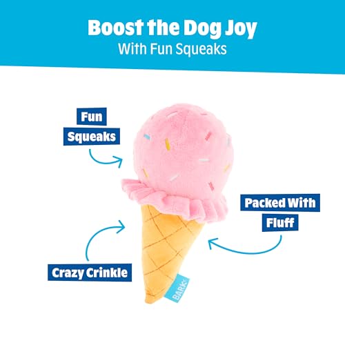 BarkBox Slobbery Ice Cream Cone Dog Toy - Toy for Small to Medium Dogs - color: Slobbery Ice Cream Cone