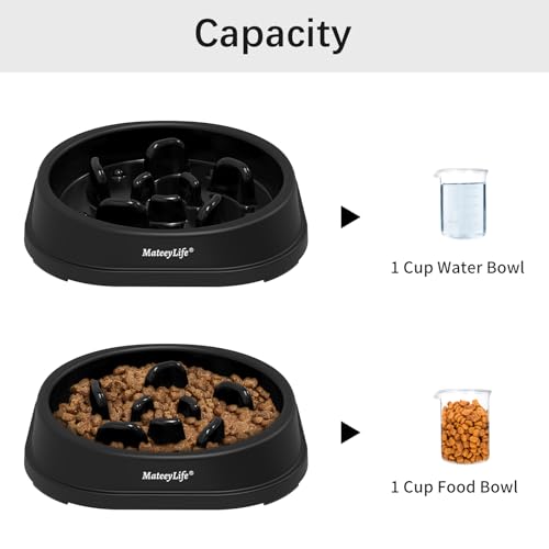 MateeyLife 1-Pack Slow Feeder Dog Bowls, 1 Cup, Dog Puzzle Feeder Bowl - color: H-Black, size: Small