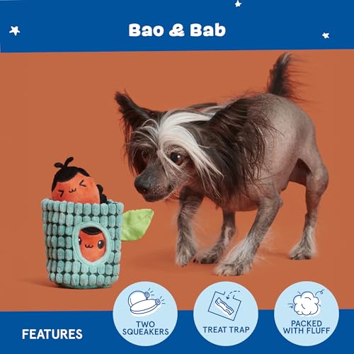 BarkBox Bao & BAB 3-in-1 Interactive Plush Dog Toy - color: Bao & Bab-X-small