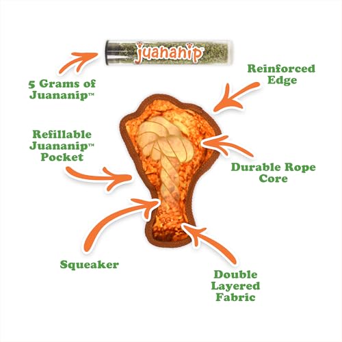 Doggijuana Mini Tuffer Chewer Dog Toy, Chicken Wing | Plush, Squeaky - size: Mini, style: Chicken Wing