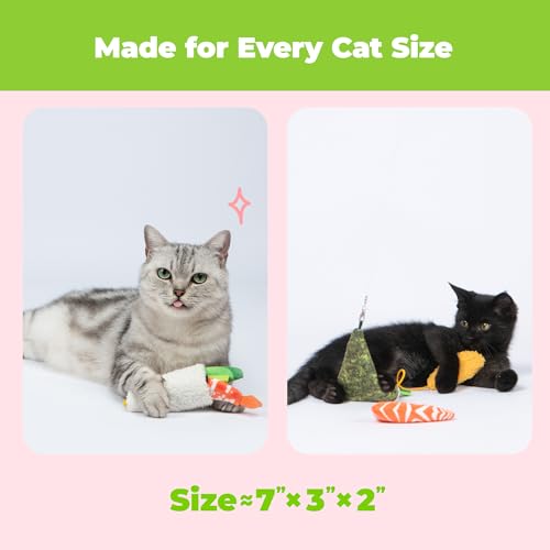 Best Pet Supplies Catify Interactive Cat Toy with Catnip - Sushi Rolls Set - color: Sushi Roll Multicolored