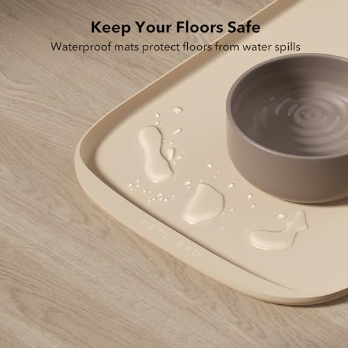 PETLIBRO Dog Food Mat, Safety Silicone Cat Food Mat for Feeder & Fountain, Waterproof Dog Bowl Mat, Raised Edge Spill Protection Floor, Cove Feeding Mat for AF005, AF103 Single Tray, 17.7"x12"