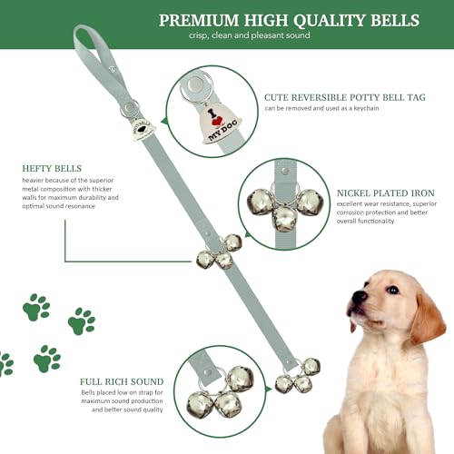 Caldwell's Pet Supply Co. Dog Potty Bells, Dog Door Bell, Bells to Go Outside, Potty Training Bell, Dogs Doorbell, Dogs Potty Doorbell, Ring to Go Pee, All Breed Puppy Training Tool - Gray (Set of 2) - color: Grey, size: Set of 2 Potty Bells