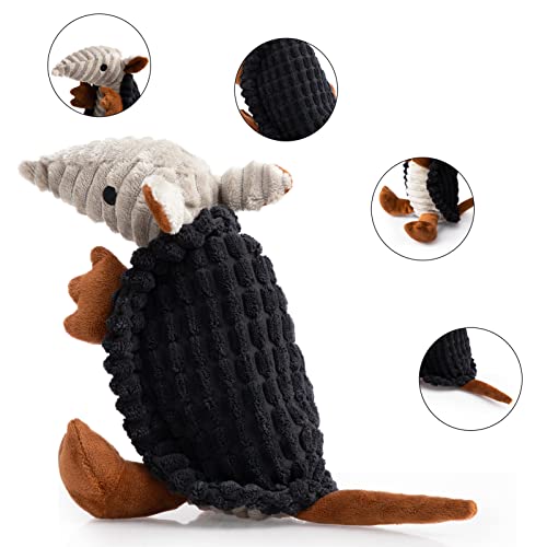 Hollypet Armadillo Squeaky Puppy Dog Toys for Small Medium Dogs, 8" - color: Black, size: 8 IN