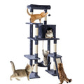 Sweetcrispy 63 Inch Cat Tree Tower with Natural Sisal Scratching Post - color: Dark Grey, size: 63IN