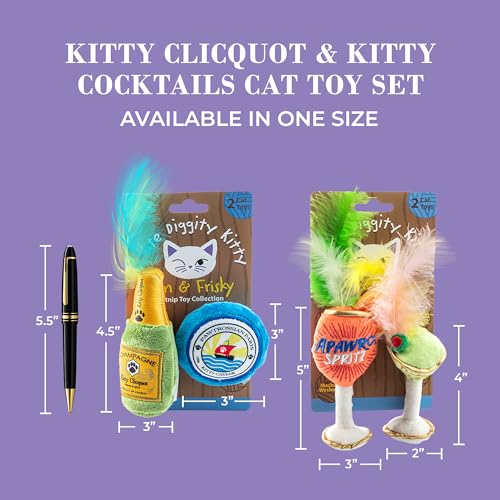 Haute Diggity Kitty Clicquot & Caviar + Kitty Cocktails Soft Plush Cat Toys - color: Multi - Kitty Clicquot Caviar + Apawrol Spritz
