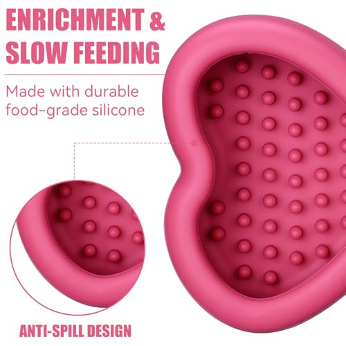 Lick Mat for Dogs, Animire Anti-Spilled Bow Tie Lick Bowls for Anxiety Relief, Silicone Slow Feeder Licking Pad with Suction Cups, Freezeable Dog Enrichment Toy for Boredom and Distraction(Rose,S) - color: A-Rose, size: S