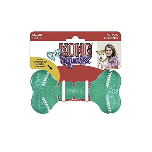 KONG Squeezz Dental Bone, Flexible Dental Chew Toy, for Medium/Large Dogs - style: Bone
