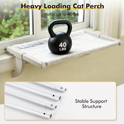 Zoratoo Windowsill Cat Perch, One-Step Sliding Adjustment Cat Hammock, XL