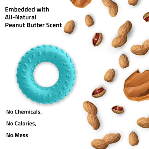 Playology Dual Layer Ring Dog Toy - Peanut Butter Chew Toy - Jumbo Blue - size: Jumbo, style: Peanut Butter
