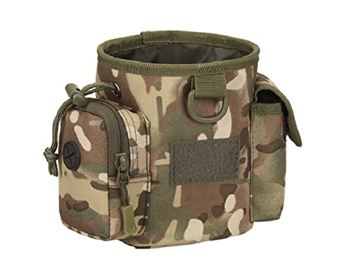 Compact Drawstring Tactical Dump Pouch Bag Dog Treat Training Pouch for Range Shooting, Hunting Airsoft ，Also As Training Bag for Doggie Puppy Treat Snack Pet Toys - color: CAMO