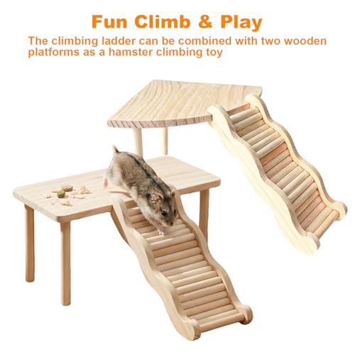 4 Pcs Hamster Cage Accessories, Natural Wood Platform Climbing Toy - color: L