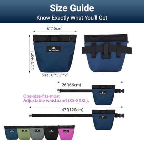 Dog Treat Pouch for Training, Magnetic Closure, Hands-Free (Navy) - color: Navy