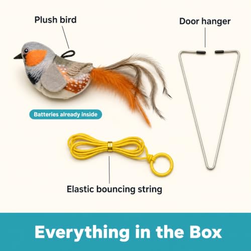 Hanging Bird Cat Toy for Indoor Cats, Motion Activated Chirping with Catnip