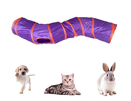 iCAGY Cat Tunnel Toys for Indoor Cats Kittens Rabbits, Pet Toy Play Tunnels - color: Purple