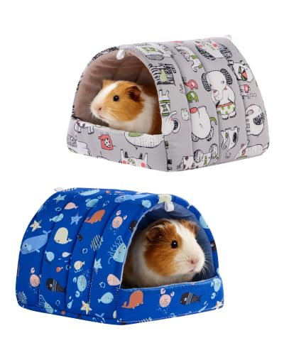 Guinea Pig Hideout Guinea Pig House,Washable Hamster House Small Animal Cage Accessories for Mouse Chinchillas Hamsters Hedgehogs Ferrets Bearded Dragons and Rats - color: Dark Blue+Gray, size: 9.4*9.4in