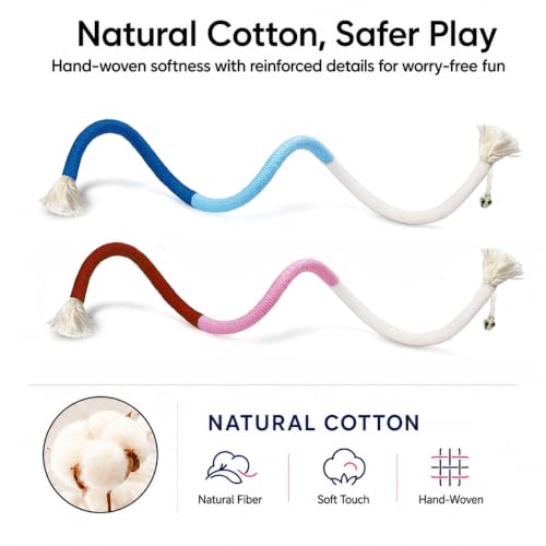 4-Pack Cat Toys for Indoor Cats, Woven Cotton Rope Toys with Bells - size: 4 Packs
