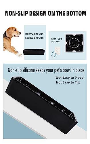 Square Slow Feeder Dog Bowls, Ceramic Fun Slow Eater Bowl for Small Medium Breed (Black) - color: Black