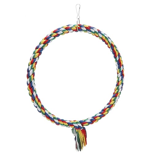 Wontee Bird Swing Colorful Rope Perch Climbing Toy for Parrots (M 10.4inch) - size: Medium (10.4 inch)