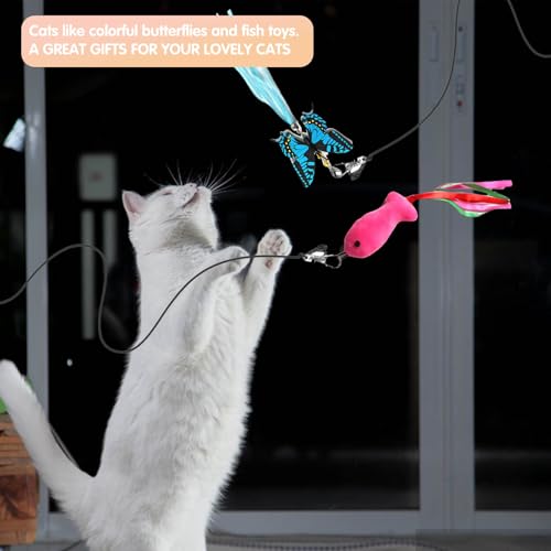 Retractable Cat Toy Wand 12 Packs Interactive Cat Feather Toys - size: 12 PCS
