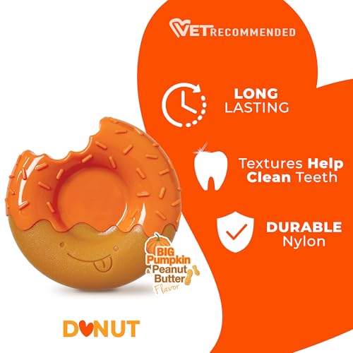 Nylabone Power Chew Novelty Donut Durable Dog Chew Toy, Large - color: Pumpkin, size: Large