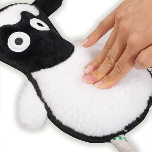Green Sheep White Sheep Rope Toy for Dogs, Durable Plush Dog Chew Toy with Squeaker, Interactive Pet Toy for Small to Large Dogs, Tough & Safe Dog Toys to Keep Them Busy - color: White Sheep (M)