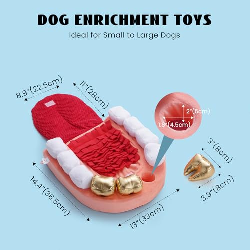 Nocciola Interactive Teeth Dog Toys – Enrichment Puzzle Funny Dog Toy for Small to Large Dogs, Non-Slip Hide and Seek Dog Toys to Keep Dogs Busy - color: red
