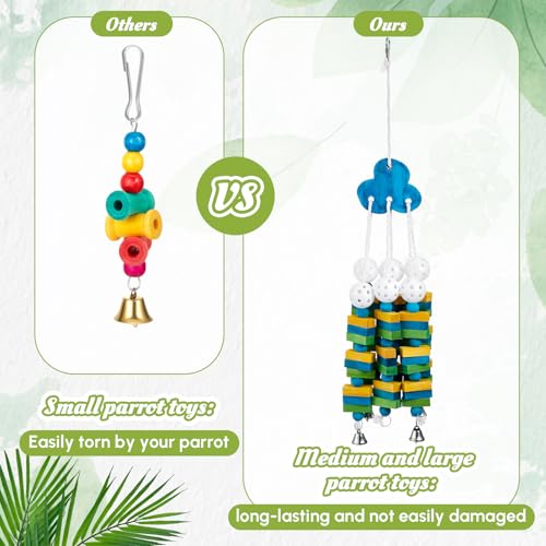 Seenelling 3 Pcs Extra Large Bird Toys for Parrots, Blue Block - style: Blue Block