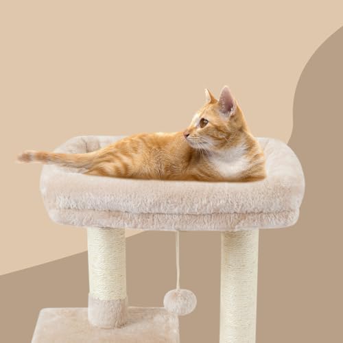 Cute Cat Tree Kitten Cat Tower Condo Cat Furniture Sisal Scratching Posts B - color: Beige