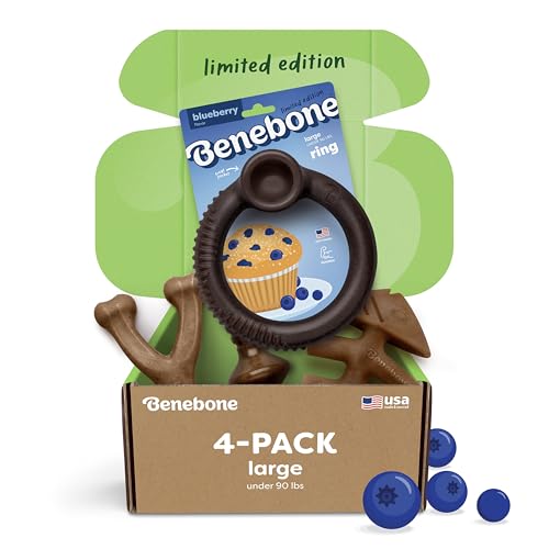 Benebone Blueberry Large 4-Pack Dog Toys, Under 90 lbs - size: Large, style: Limited Edition 4 Pack
