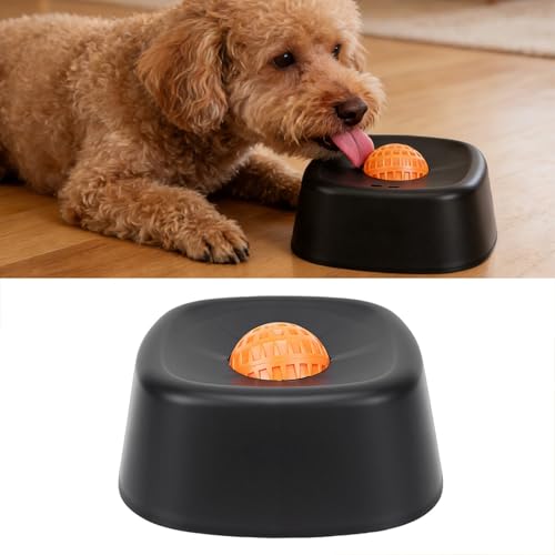 TOPINCN Slow Feeder Bowl, Spherical Lick Mat for Dogs and Cats Slow Feeder Dog Lick Ball Treat Dispenser, Non Slip Licking Bowl, Enrichment Toys (Black)