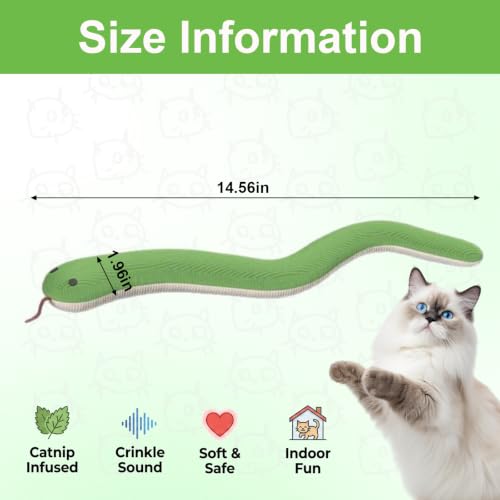 Shudyear Cat Snake Toy with Catnip, Crinkle Cat Toy for Cats, Soft Plush Kicker Toy for Indoor Cats, Interactive Cat Toy for Exercise & Stress Relief